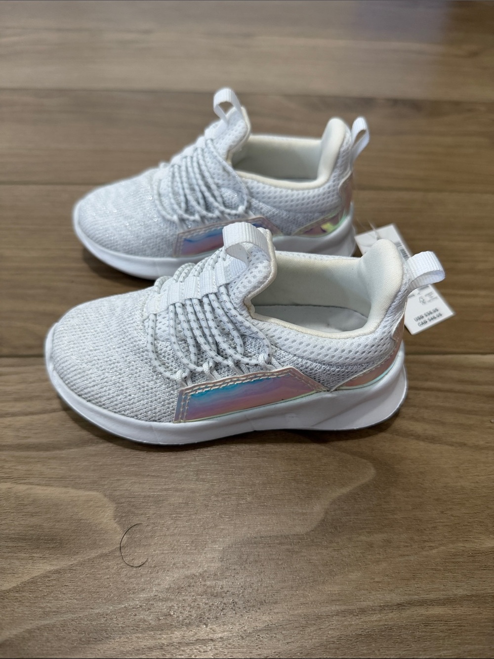 Kids White Knit Athletic Sneakers - Comfortable Everyday Shoes - Picture 2 of 4